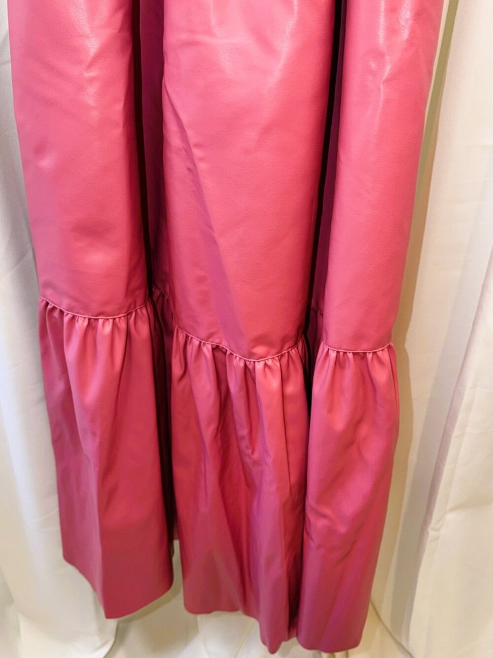 NWT Women's Fate Curve Pink Long Maxi Faux Leather Tiered Dress Size 3X - Picture 6 of 15